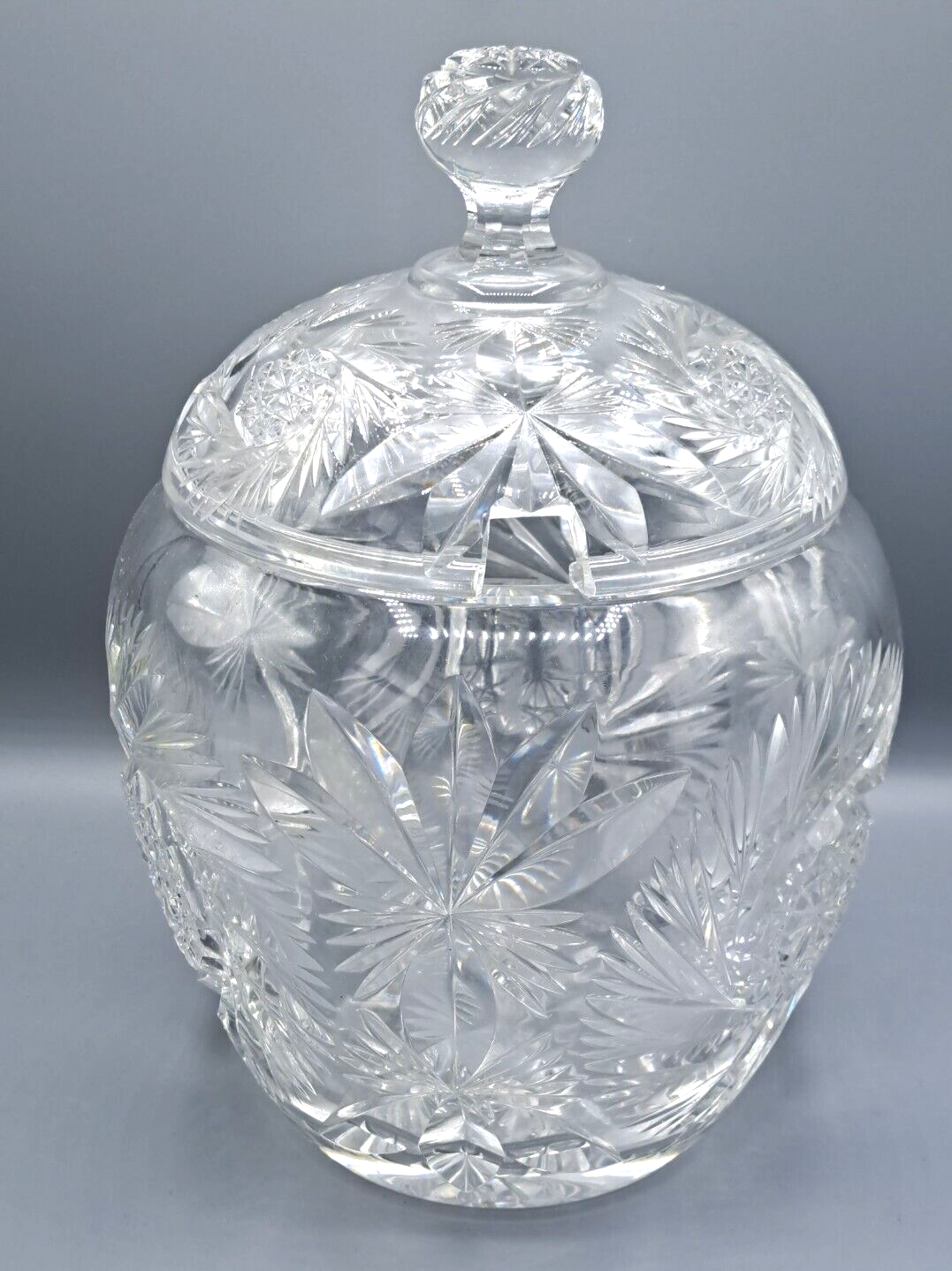 Antiquität, Glas, Bowle, 30cm Hoch, Deckel